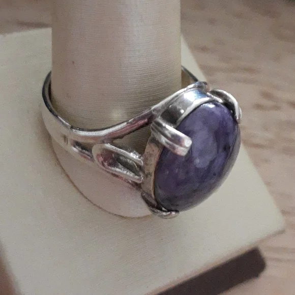 Sterling Silver Charoite Gemstone Ring T100 - Picture 14 of 14